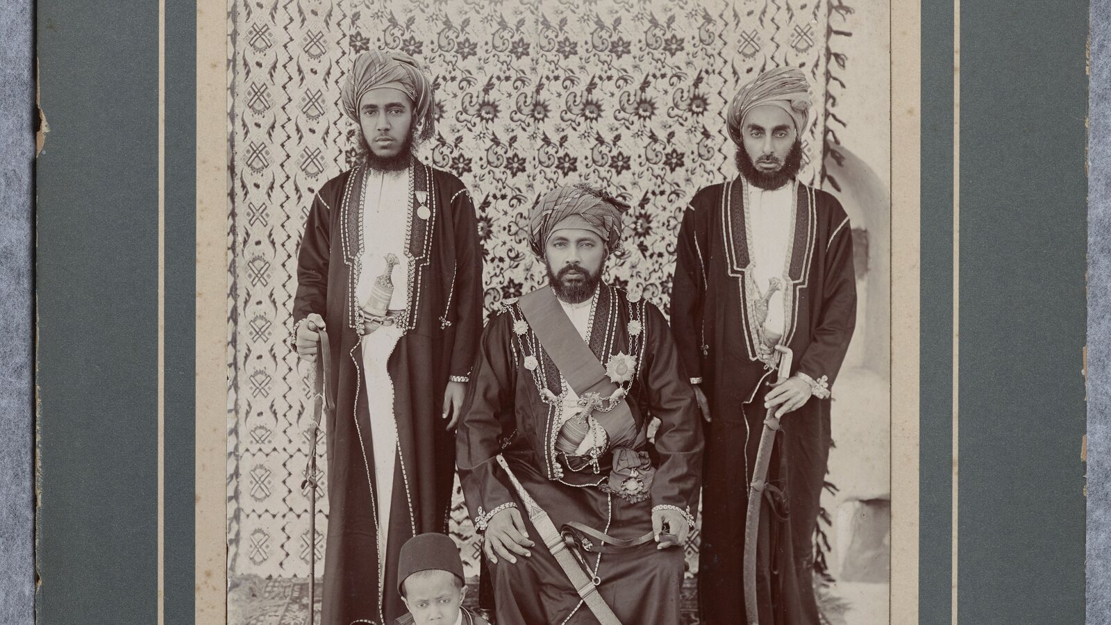 Sultan Faisal bin Turki of Oman with his son Taimur and princes