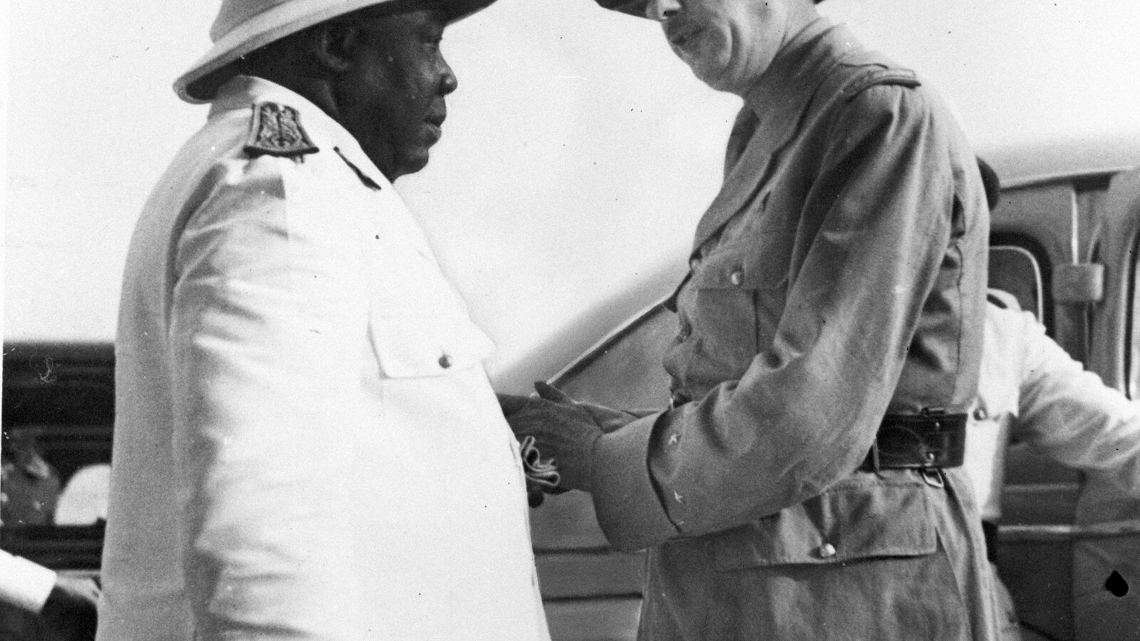 Governor-General Félix Éboué welcoming Charles de Gaulle in October 1940 - the first colonial administrator to rally his territory to Free France, eventually pulling French Guiana into the Free French camp by 1943