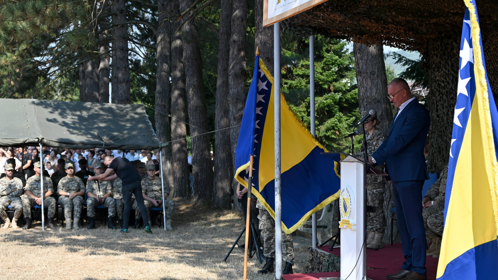 Armed Forces of Bosnia & Herzegovina graduation ceremony at Pazarić, September 2024, with NATO HQ Sarajevo command sergeant major in attendance