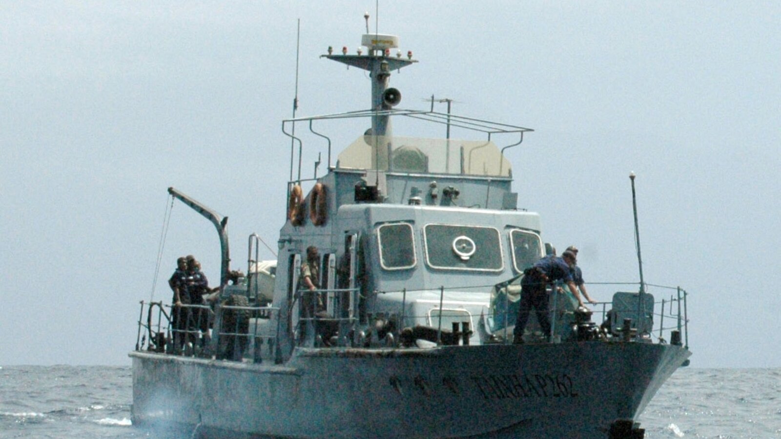 Cape Verde Coast Guard vessel Tainha (P262) and U.S. Coast Guard cutter Legare (WMEC 912) on a maritime exercise off Mindelo, April 2007