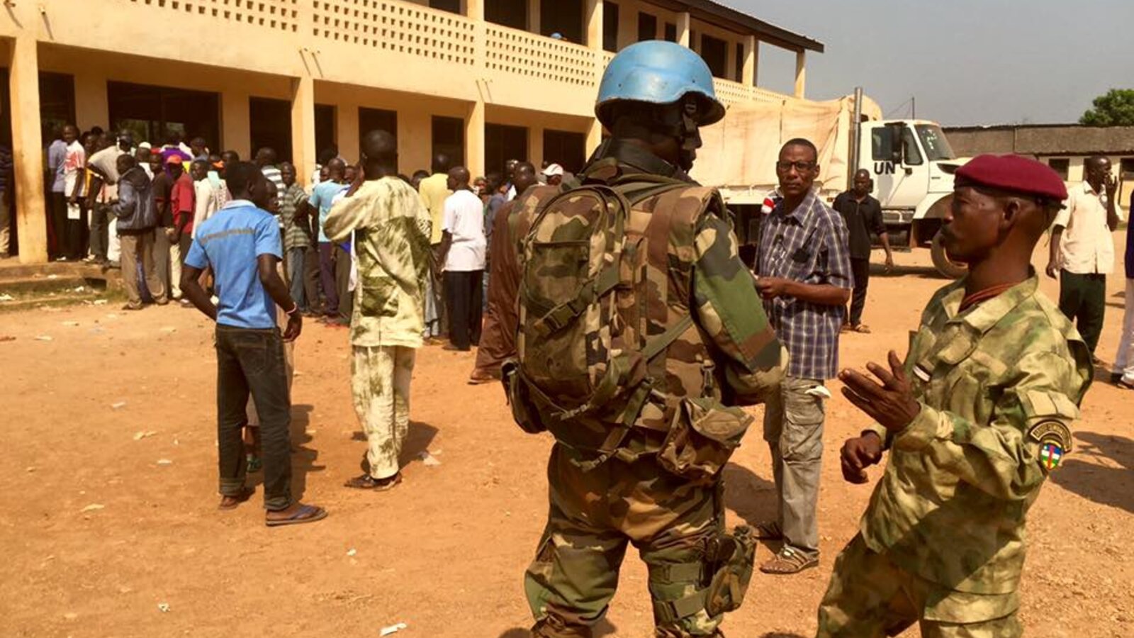 MINUSCA peacekeepers in PK5 district, Bangui, during the December 2015 constitutional referendum