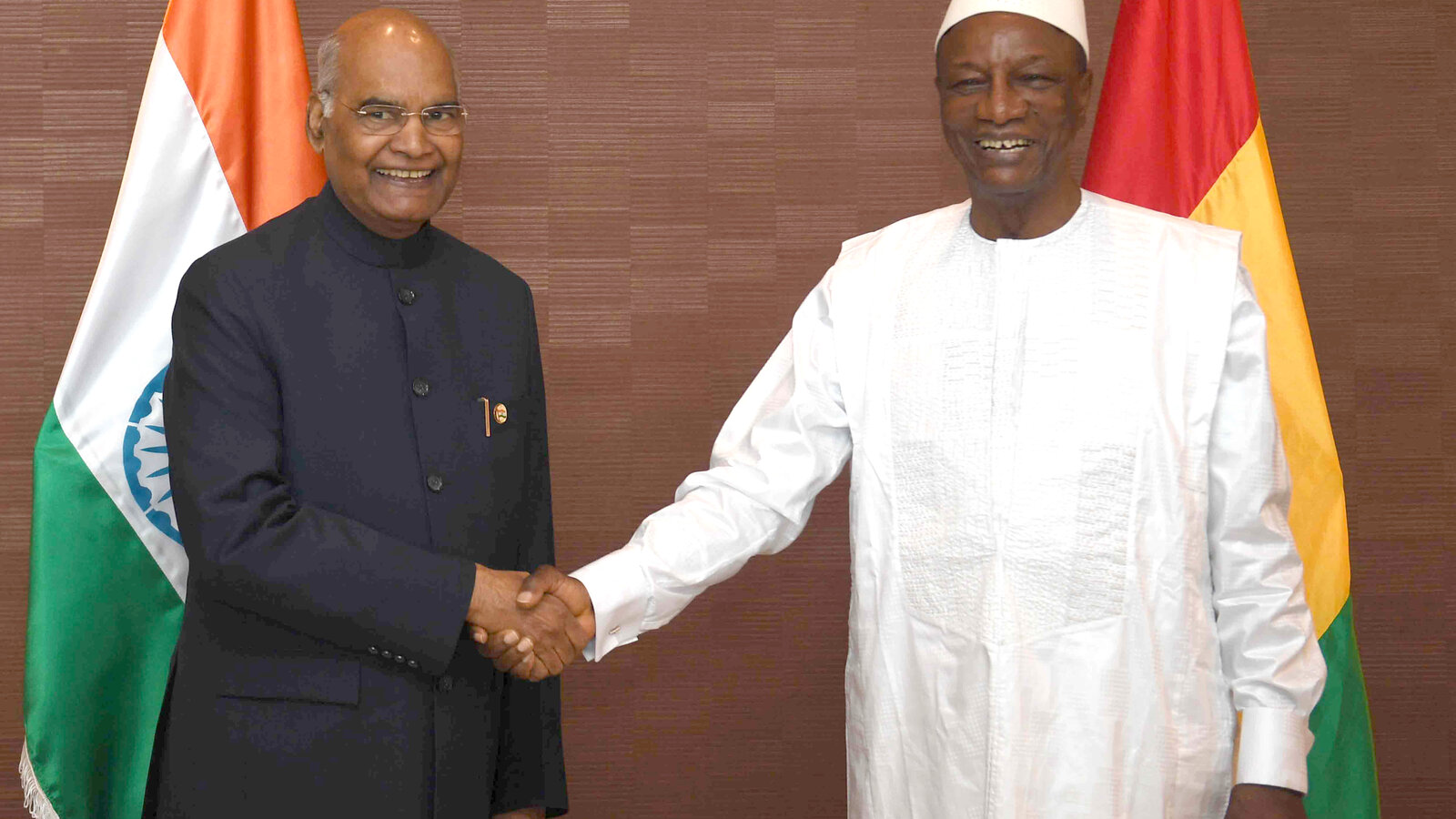 India's President Ram Nath Kovind meets Guinea's President Alpha Condé in Conakry, August 2019
