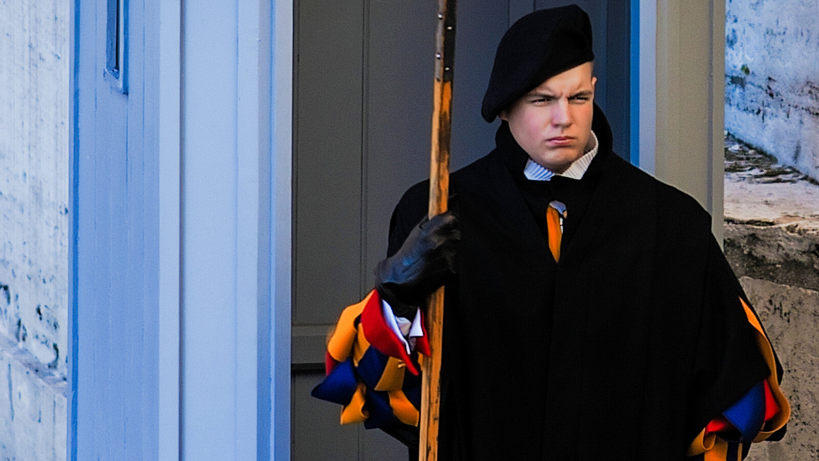 Pontifical Swiss Guard at St. Peter's Square, Vatican City, March 2019